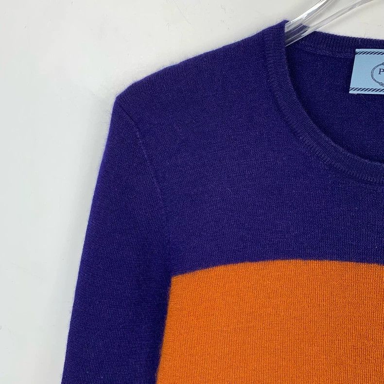 Prada Prada Two-color stitching round-neck cashmere knitted sweat Size US XS / EU 42 / 0 - 3 Thumbnail
