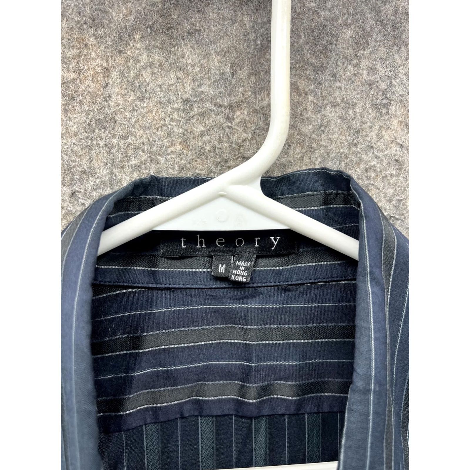 Theory Theory Dress Shirt Mens M Blue Pinstripe Long Sleeve Button Front Vintage Size 40R - 5 Thumbnail