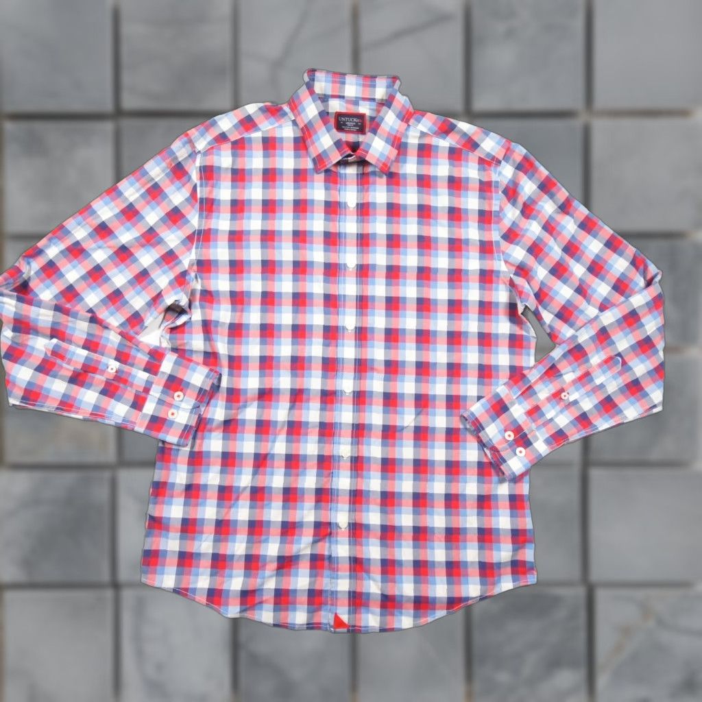 UNTUCKit UNTUCKit Plaid Shirt Mens Medium Button-Up Long Sleeve Slim Fit Stretch Multicolor Preppy Size US M / EU 48-50 / 2 - 1 Thumbnail