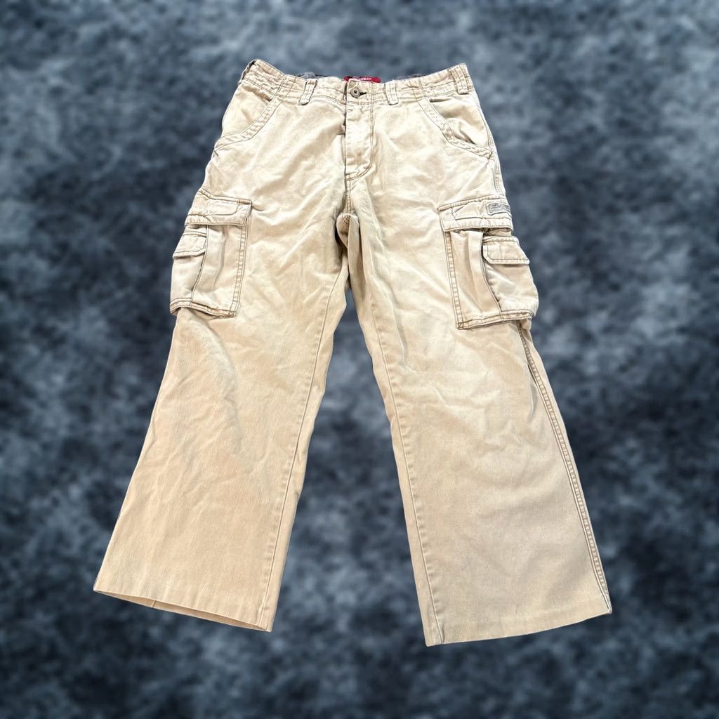 Vintage VINTAGE Union Bay Cargo Pants Men 30x27 Tan Khaki Baggy Fit Straight Leg 5-Pocket Denim Cotton Modern American 90s Size US 30 / EU 46 - 1 Thumbnail