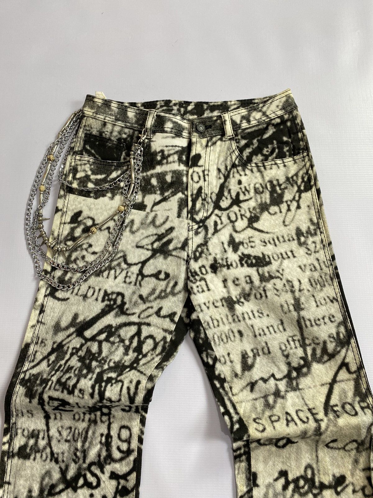 If Six Was Nine × Japanese Brand × Le Grande Bleu (L.G.B.) NEED GONE!!! Lace Up La Moda Goji Fullprinted Flare Pant Size US 27 - 5 Thumbnail