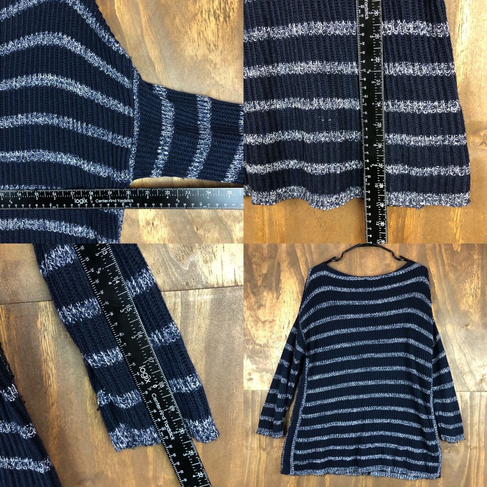 Coldwater Creek Coldwater Creek Womens Sweater Blue Knit Striped Boat Neck Long Sleeve Wool L Size L / US 10 / IT 46 - 8 Thumbnail