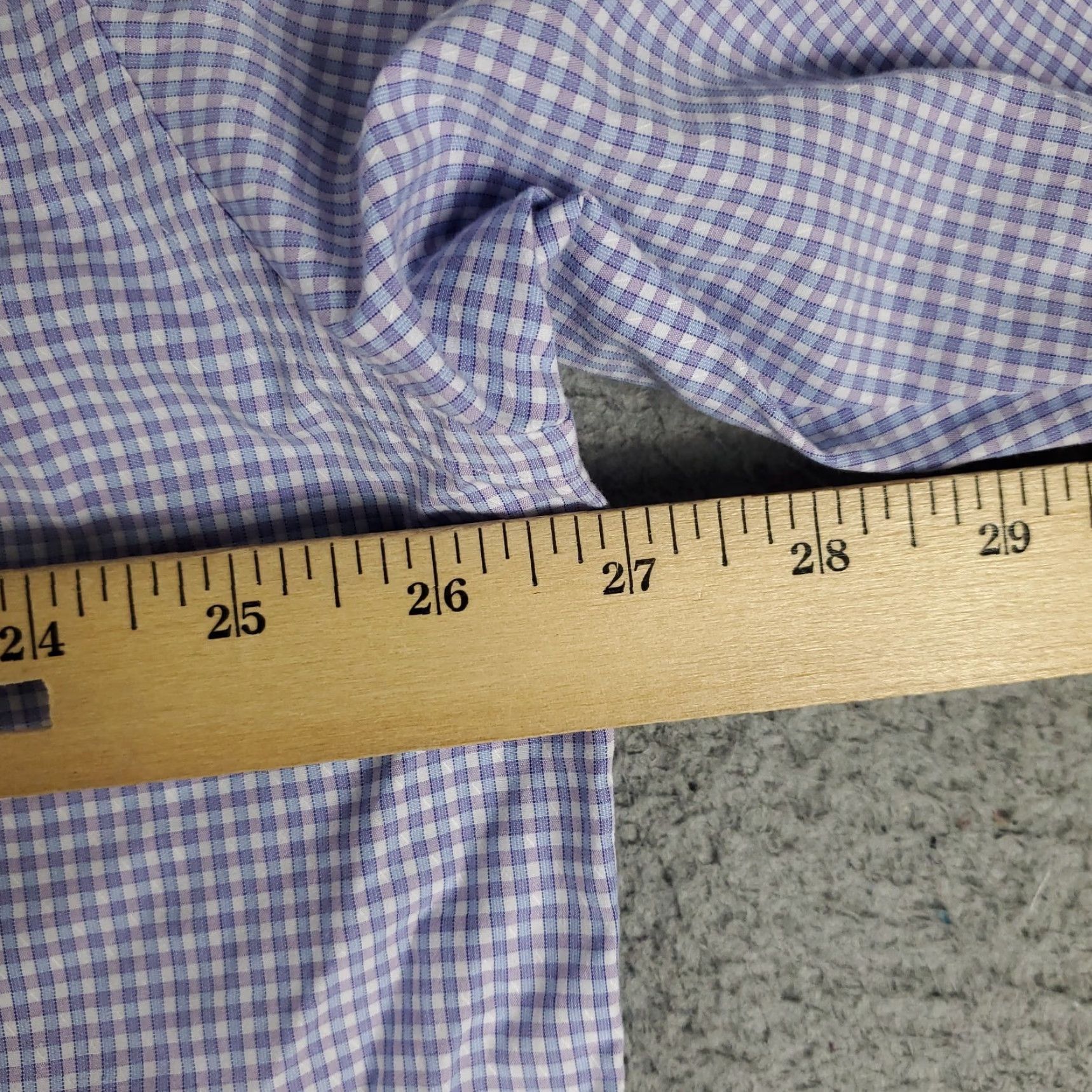 David Donahue David Donahue Dress Shirt Mens 17.5 Purple Check Long Sleeve Button-Up Cotton 100% Regular Fit Size 46R - 5 Thumbnail