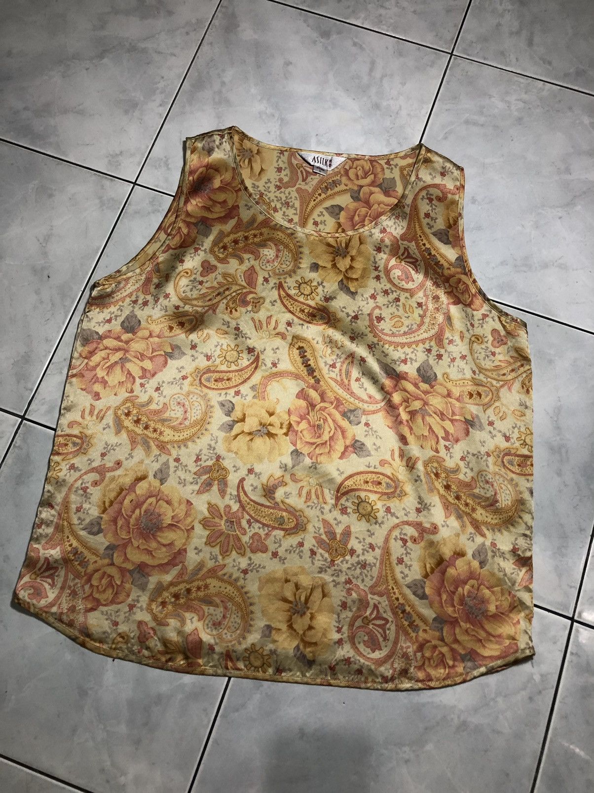 Vintage Asilk Japanese Style Paisley Pattern Allover Silk Style Size L / US 10 / IT 46 - 1 Thumbnail