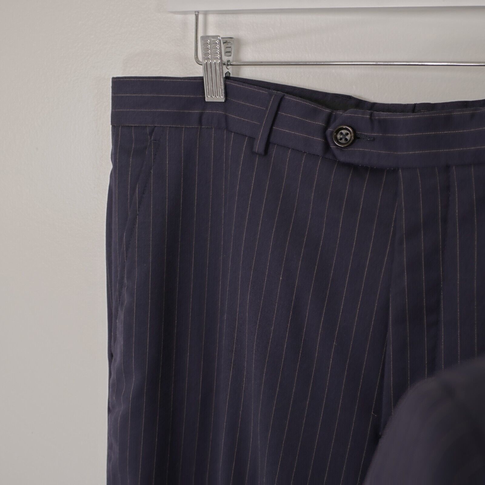 Stafford Stafford Super 100s Wool Blue Striped 2 Piece Suit 44R 37/33 Size 44R - 2 Thumbnail