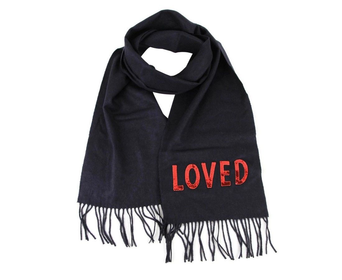 Gucci Women's Black Silk / Cashmere Long Scarf With Red Sequin Size ONE SIZE - 1 Thumbnail