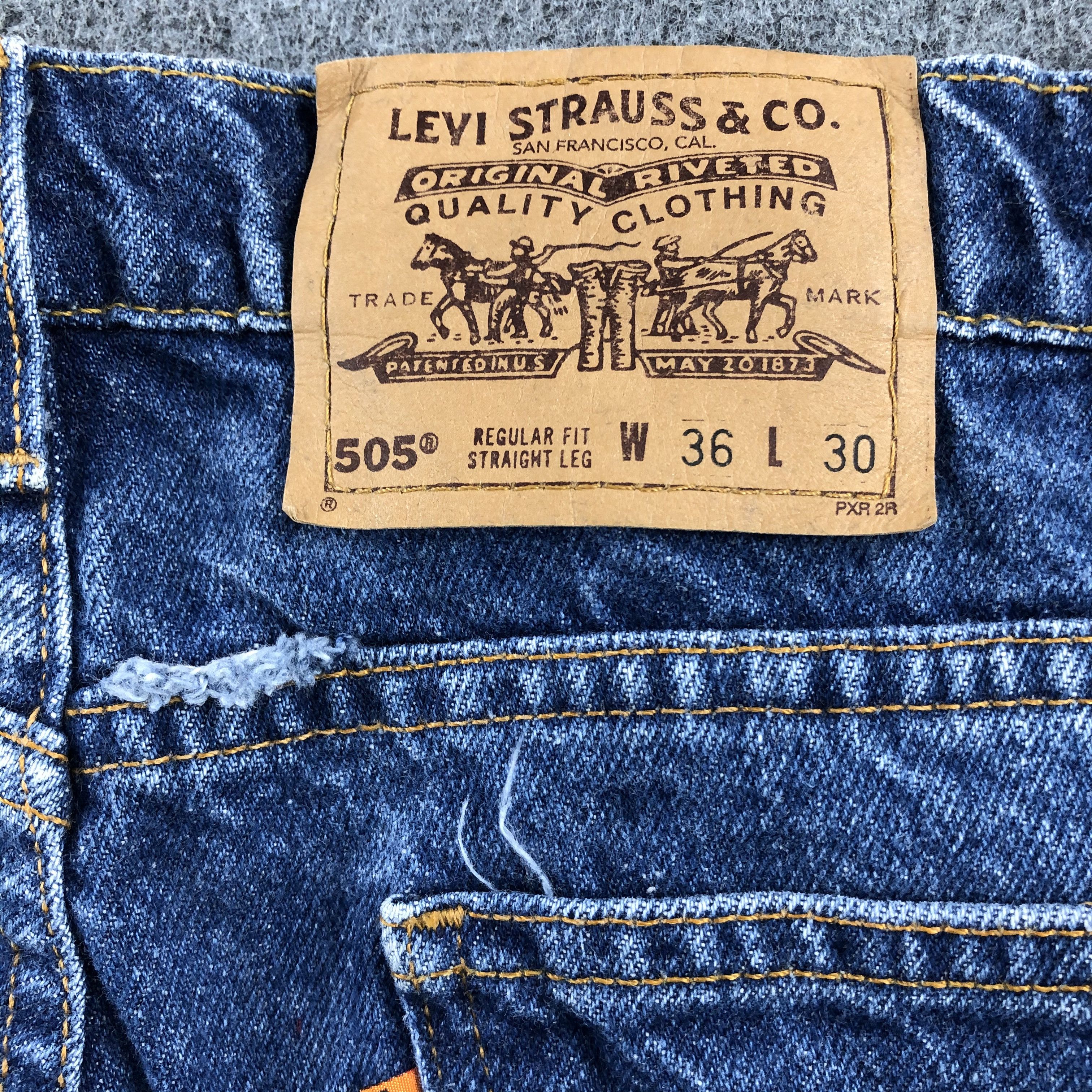 Levi's Vintage 90s Blue Wash Levis 505 Orange Tab Jeans-J2107 Size US 34 / EU 50 - 5 Thumbnail