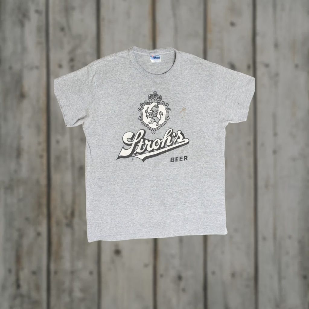 Hanes VINTAGE Stroh's Beer T-Shirt Hanes X-Large Gray Tee 1984 Unisex Adults Mens Womens Size US XL / EU 56 / 4 - 1 Thumbnail