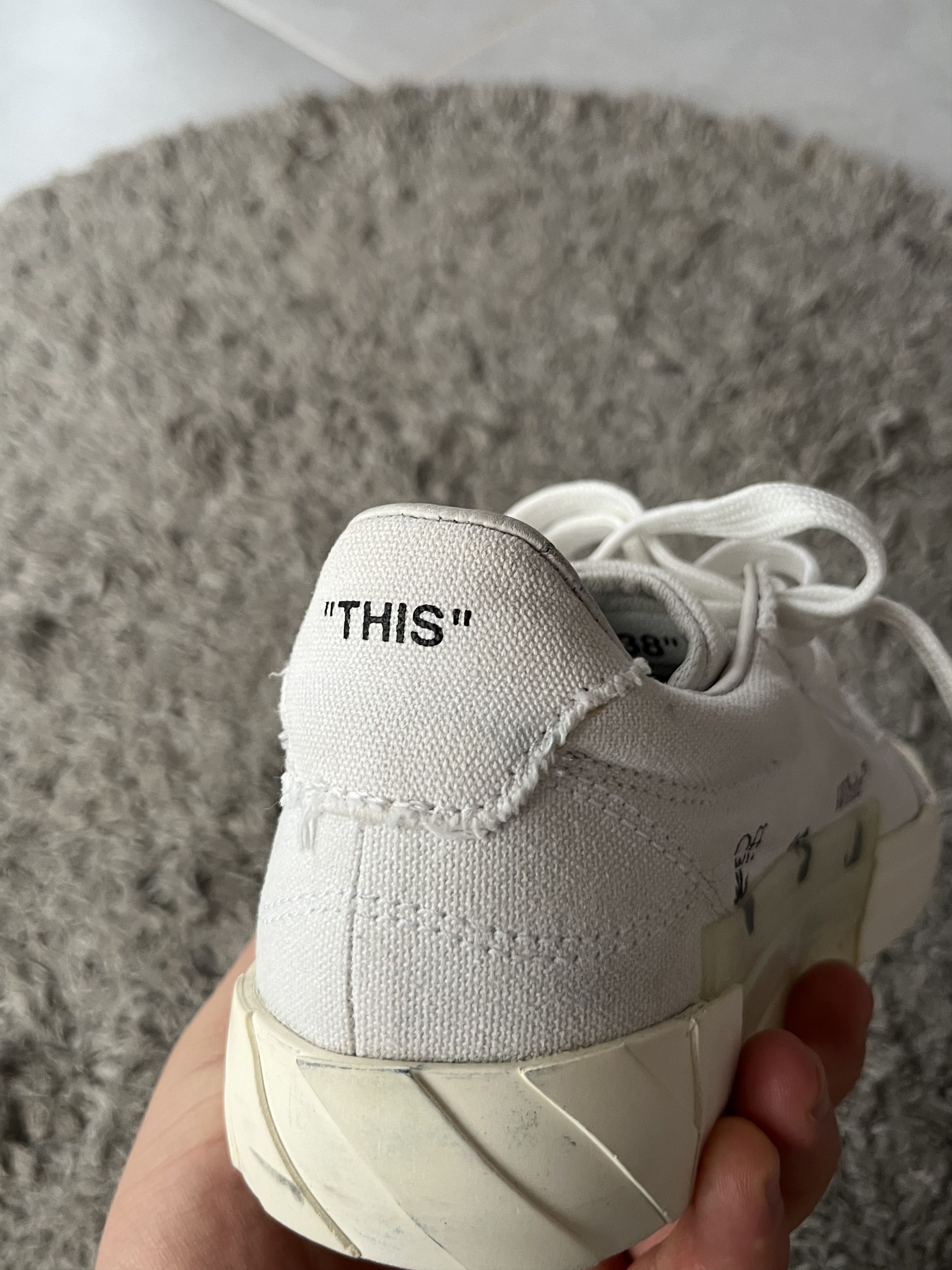 Off-White Vintage OFF-WHITE Liw Vulcanized Eco Canvas Sneakers Y2K Size US 7.5 / EU 40-41 - 12 Thumbnail