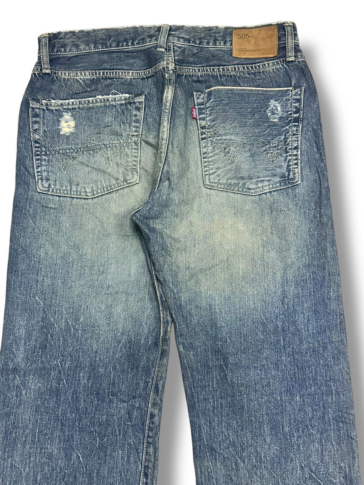 Edwin Edwin 505 Vintage 90's Selvedge Distressed Baggy & Mudwash Size US 33 - 6 Thumbnail