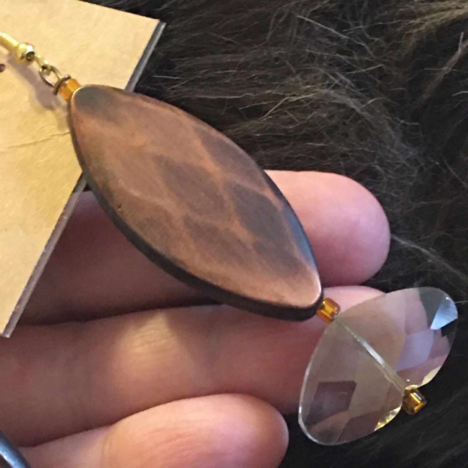 Jewelry Copper and clear faceted glass crystal earrings Size ONE SIZE - 3 Thumbnail