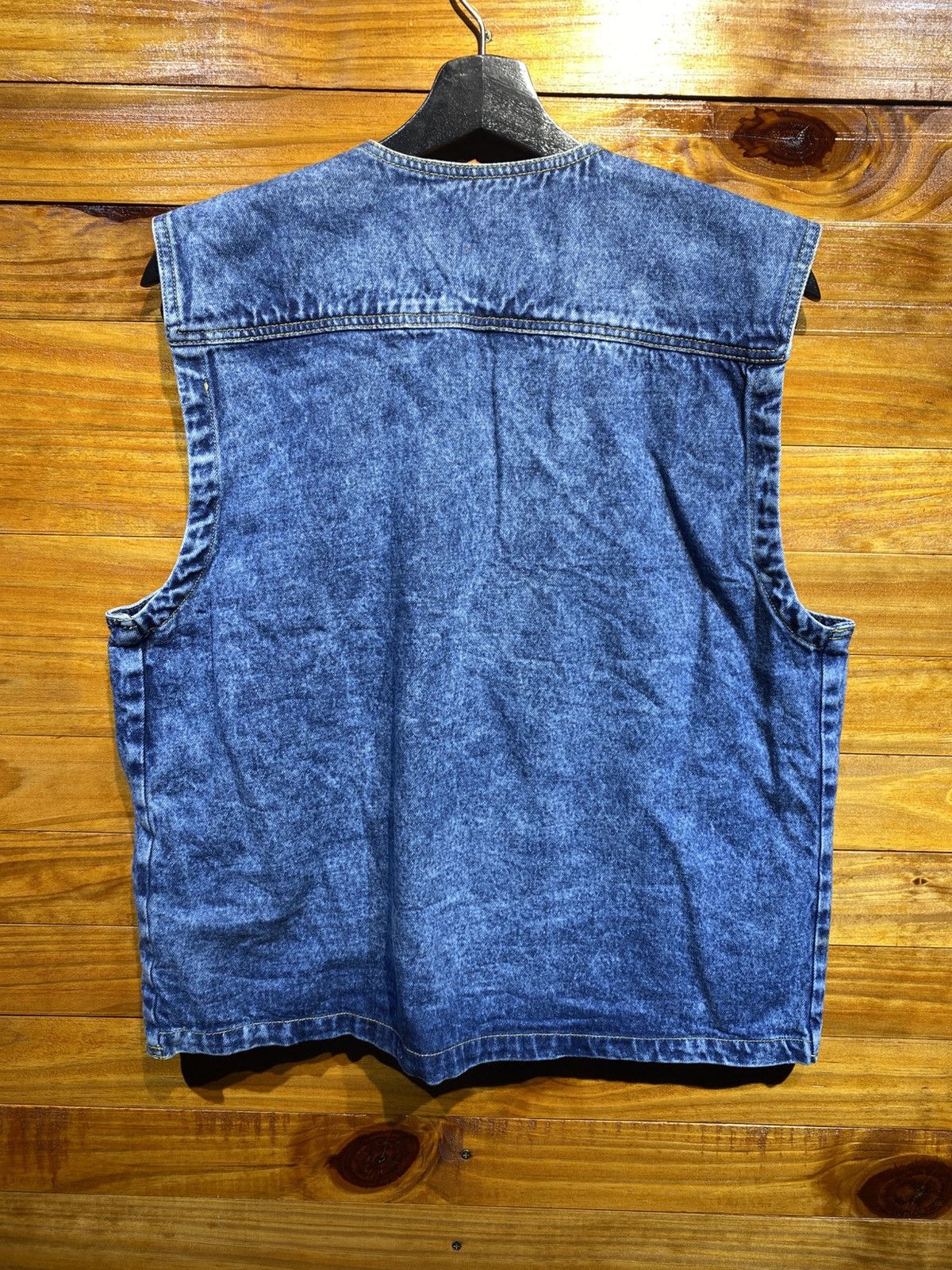 Japanese Brand Vintage 90s Acid Wash Denim Utility Vest Workwear Style Size US L / EU 52-54 / 3 - 6 Thumbnail
