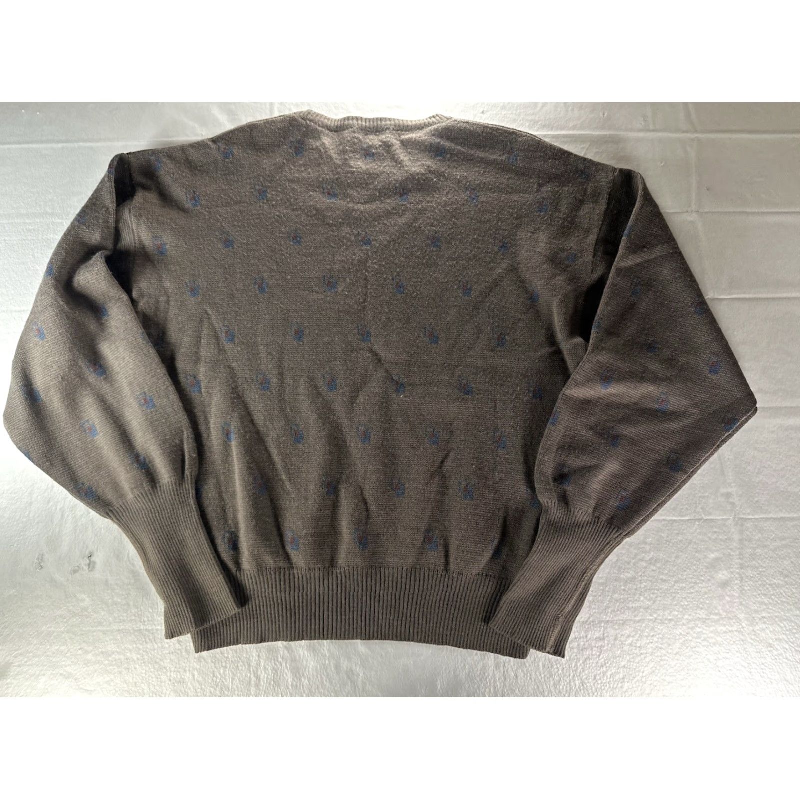 Vintage VTG Marshall Field's Mens Sweater Geometric Knit Wool ITALY Medium Brown 90s Sweater Pullover Crew Neck Casual Mens Size US M / EU 48-50 / 2 - 2 Thumbnail