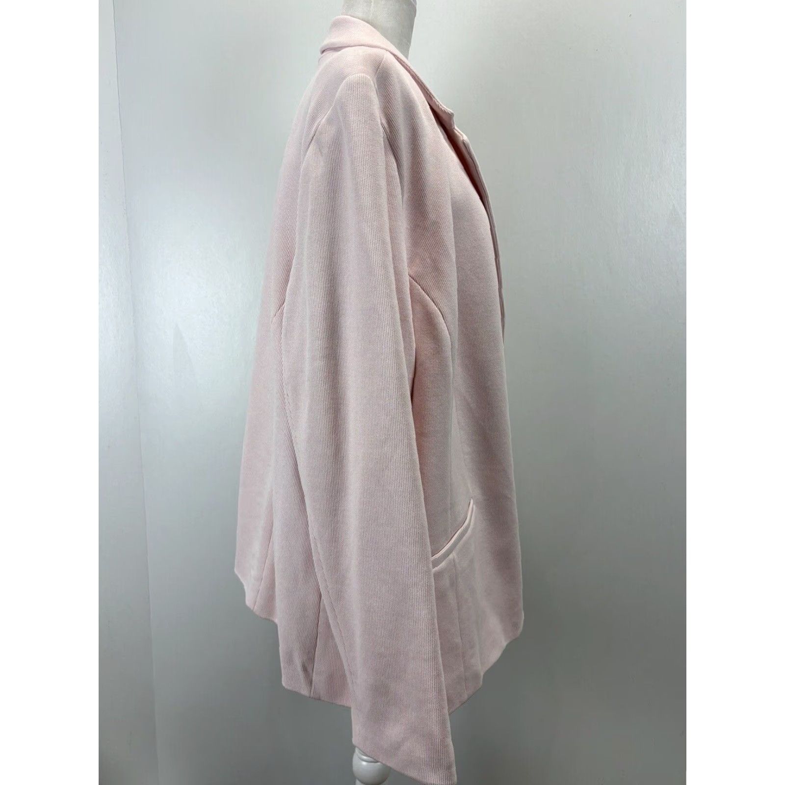 Talbots Talbots Plus Size 26W Pale Pink Knit Blazer Jacket Lined Long Sleeve Womens 100% Cotton Size 4XL / US 24-26 - 4 Thumbnail