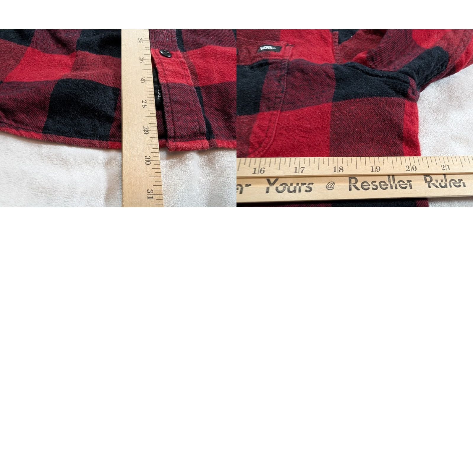 Vans VANS Off The Wall Flannel Shirt Mens Large Slim Fit Red Plaid Sleeve Button Up Size US L / EU 52-54 / 3 - 8 Thumbnail