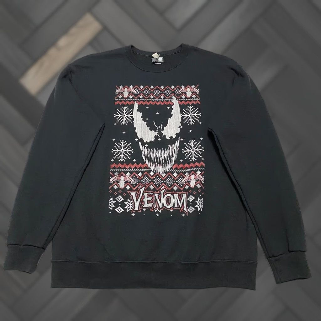 Vintage Marvel Venom Ugly Christmas Sweater Sweatshirt Mens Large Black Long Sleeve Size US L / EU 52-54 / 3 - 1 Thumbnail