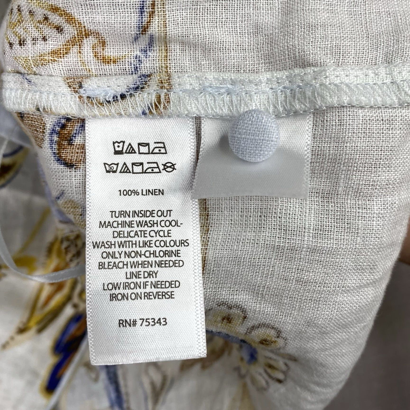 Joie JOIE Linen Top Women L Button-Up Beach Colorful Floral Sleeveless V-Neck Blue - NWT, Lightweight, Spring/Summer, Casual, Regular Fit Size L / US 10 / IT 46 - 6 Thumbnail