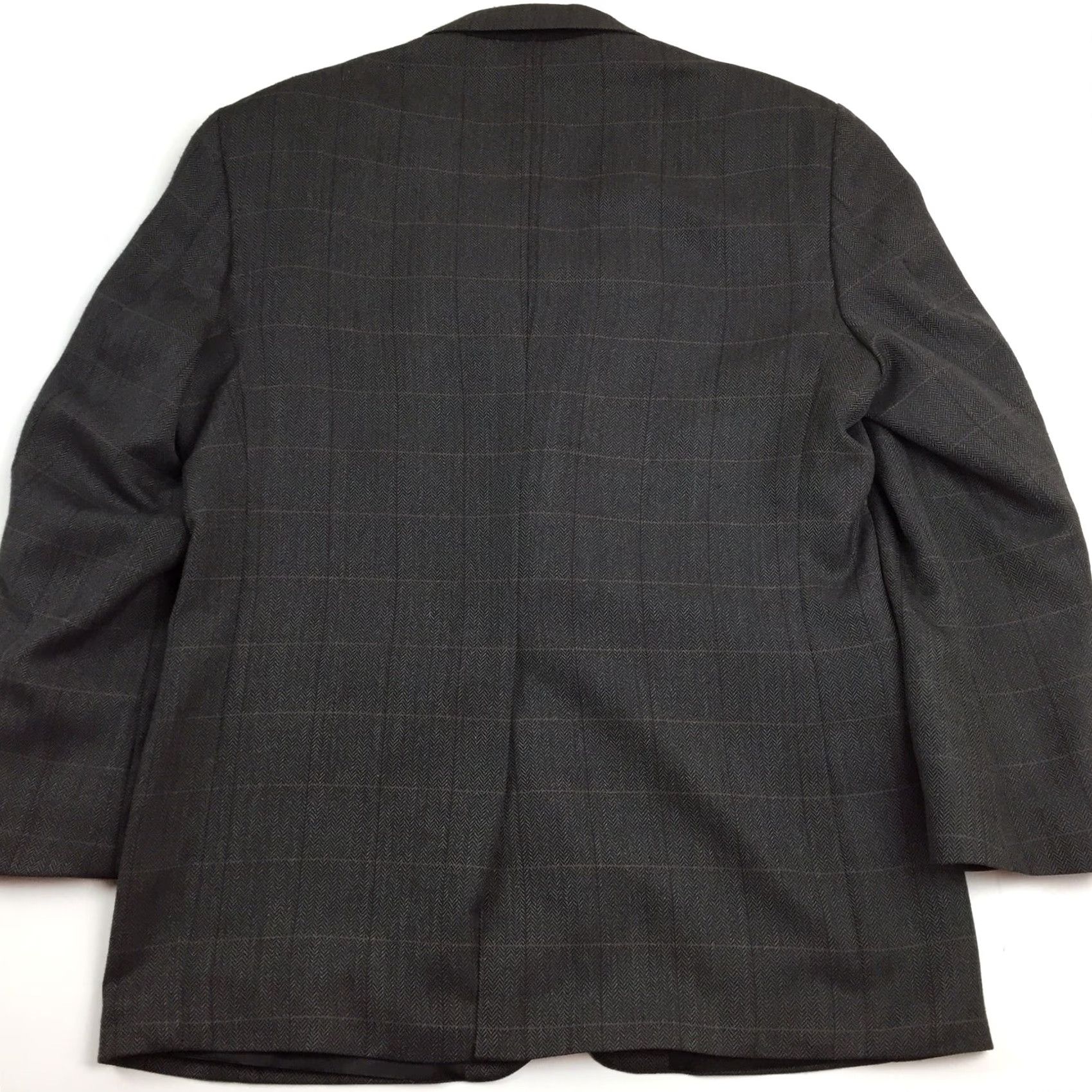 Haggar Haggar Blazer Mens 40R Brown Worsted Wool Blend Herringbone Window Pane Jacket Coat Single-Breasted Notch Lapel 2 Piece Business Mens Size 40R - 7 Thumbnail