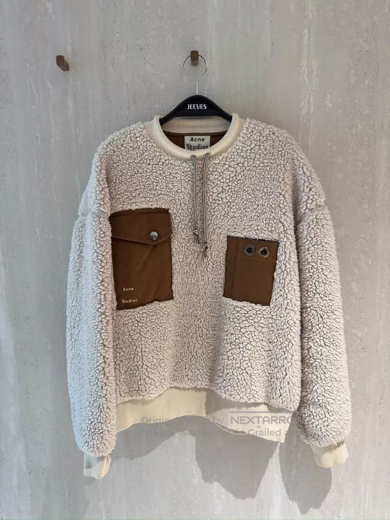 Acne Studios Beige Drawstring Fleece Pocket Sweatshirt Lo