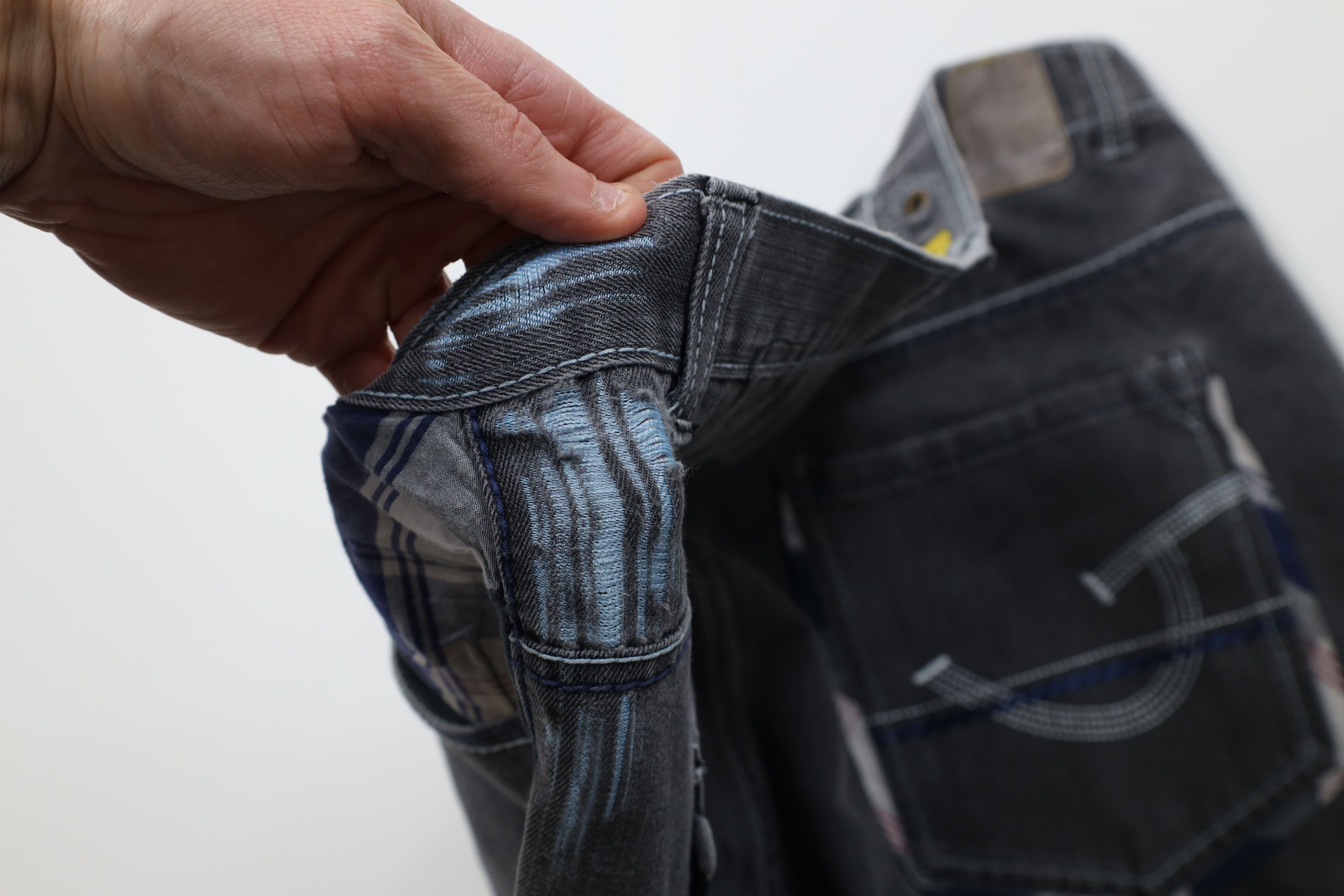 Vintage Vintage 90s Y2K Streetwear Wide Leg Denim Jeans Plaid Gray Size US 40 / EU 56 - 13 Thumbnail