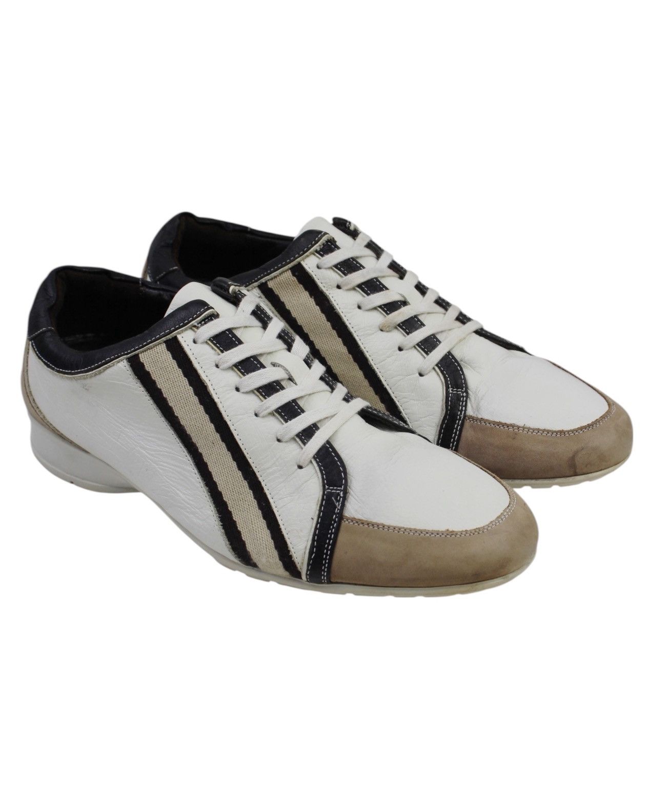 Renoma 2000S RENOMA HOMME PARIS LEATHER PANELS STRIPE SNEAKERS Size US 8 / EU 41 - 5 Thumbnail