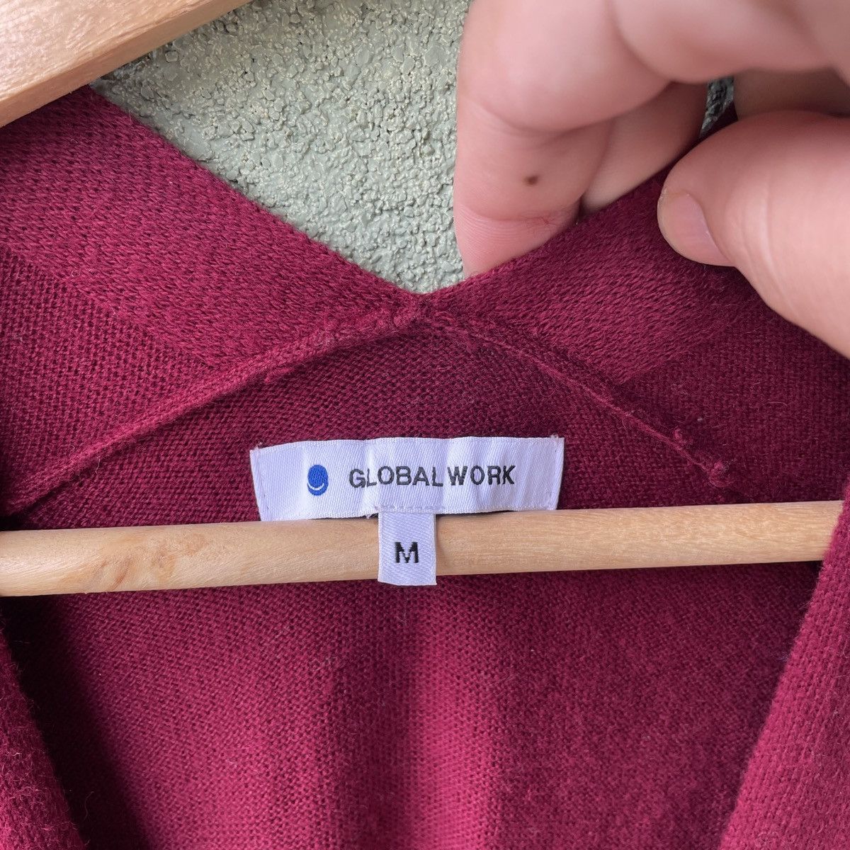 Aran Isles Knitwear × Global Work × Japanese Brand Vintage Global Work Japanese Maroon Long Cardigan Knitwear Size US M / EU 48-50 / 2 - 5 Thumbnail