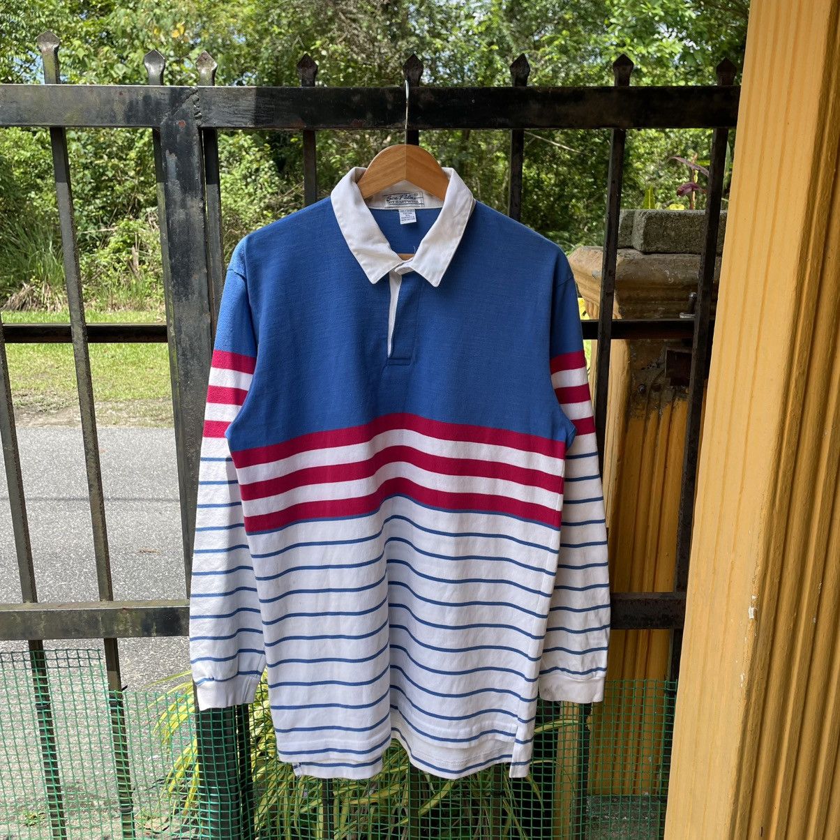 Vintage 🔥Vintage 90s Sea Palms By Hartwell Stripes Polo Rugby Shirts Size US L / EU 52-54 / 3 - 1 Thumbnail