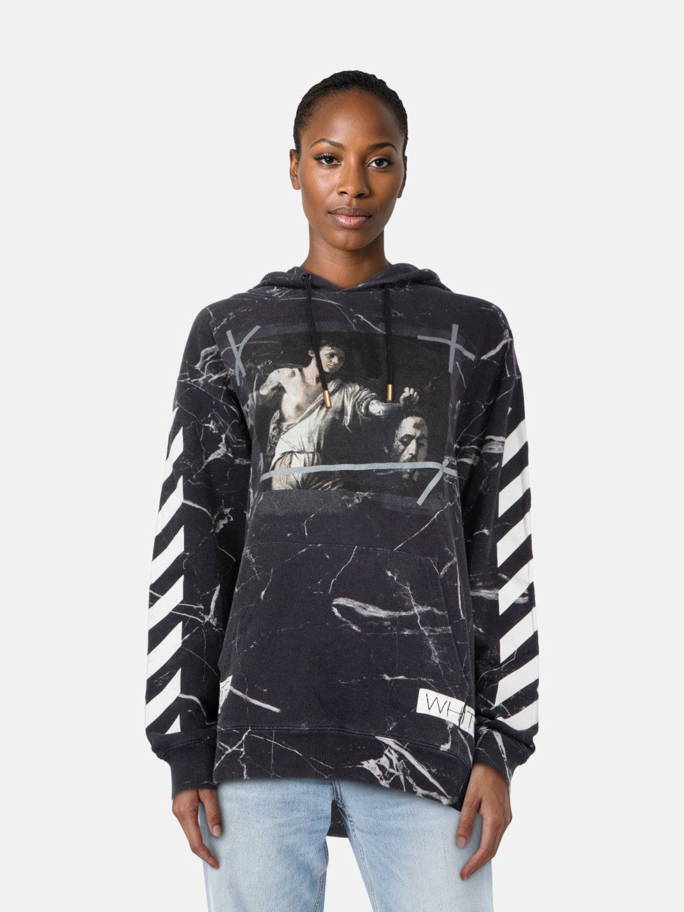 Off-White Caravaggio Marble Print Logo Hoodie Size S / US 4 / IT 40 - 1 Thumbnail