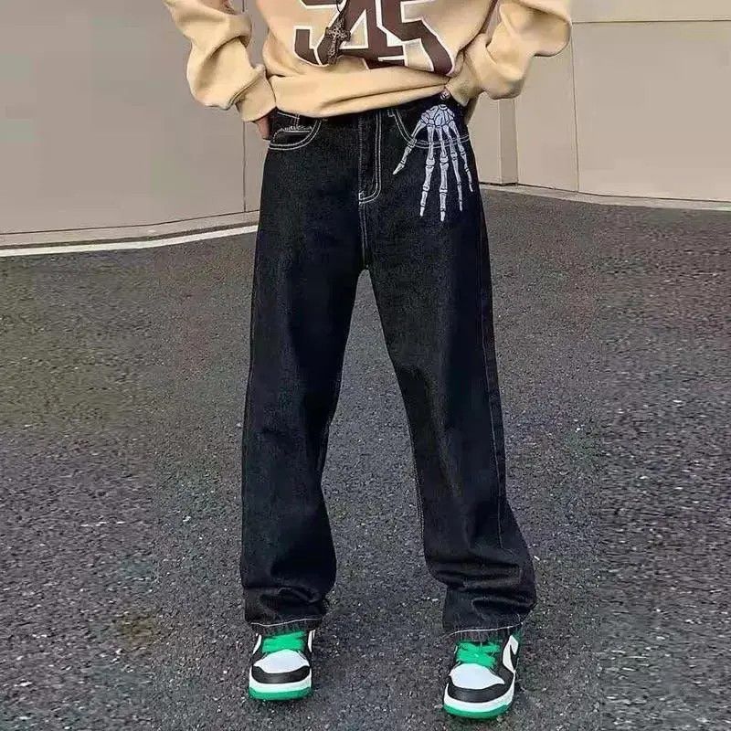 Japanese Brand × Jean Retro Skull Hand Bone Embroidery Jeans Pant Size US 34 / EU 50 - 1 Thumbnail