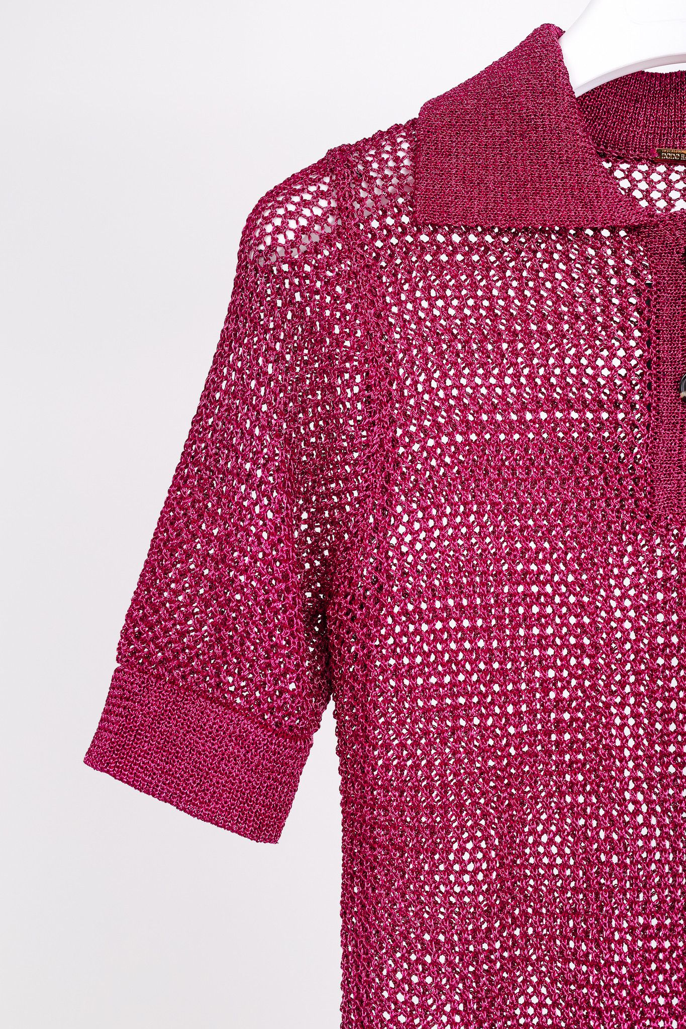 Dodo Bar Or Dodo Bar Or Nma Fuchsia Short-Sleeve Crochet Polo Shirt Size M / US 6-8 / IT 42-44 - 5 Thumbnail