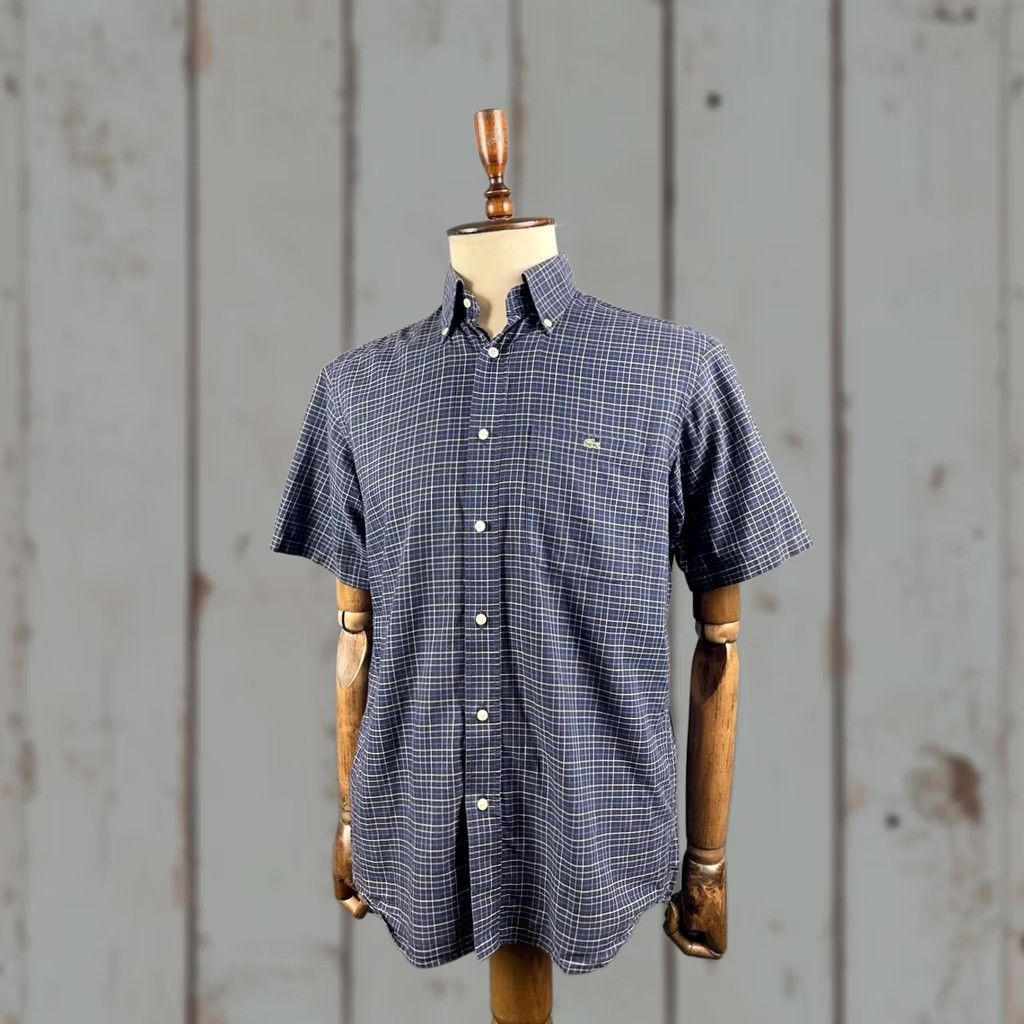 Lacoste U.S. BUYERS: PLEASE NOTE Lacoste Mens Button Down Shirt Size 40 Black Plaid Cotton Short Sleeve Classic Size US L / EU 52-54 / 3 - 1 Thumbnail