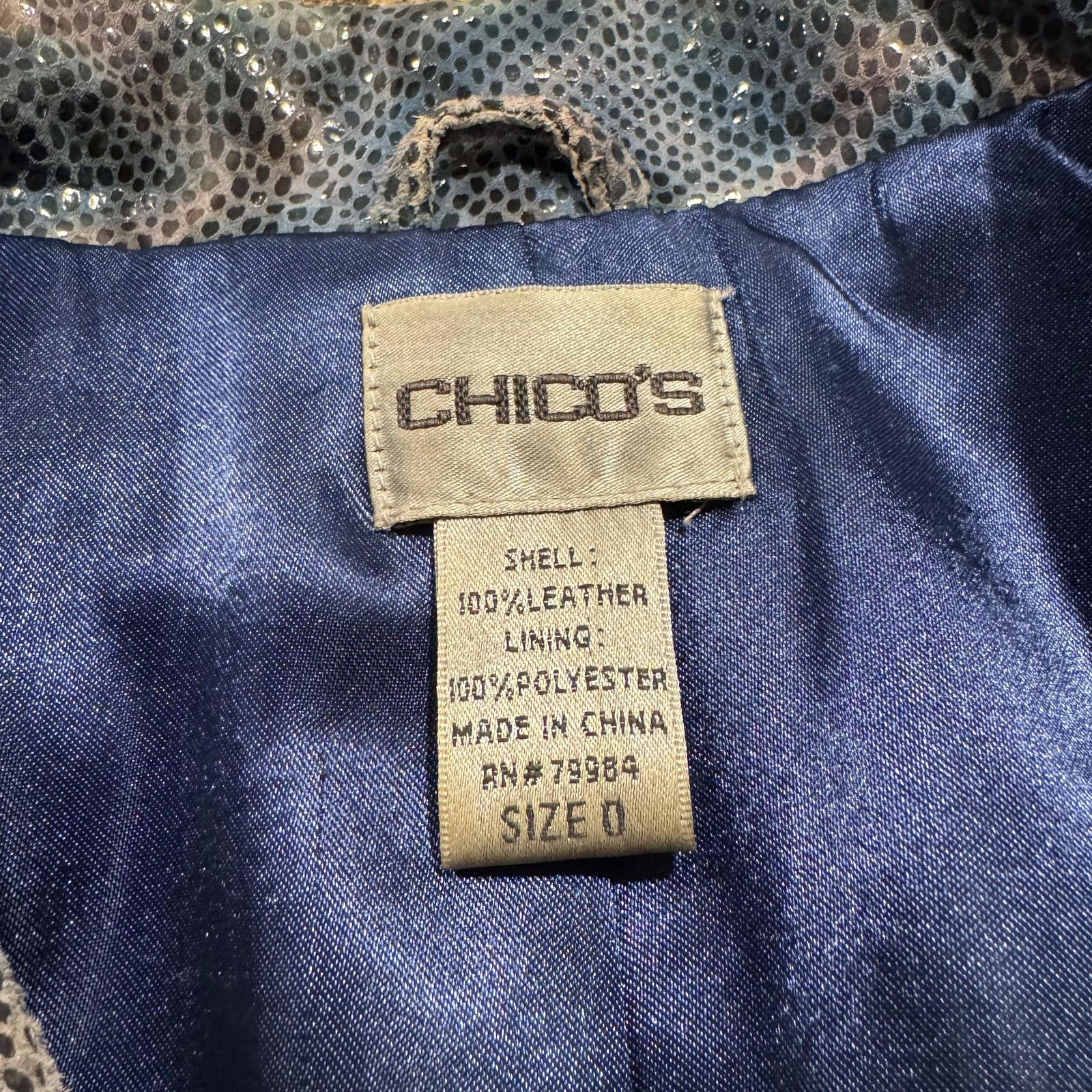 Chicos Chicos Metallic Leather Snake Print Moto Jacket Y2K 0 S 4 Size S / US 4 / IT 40 - 4 Thumbnail