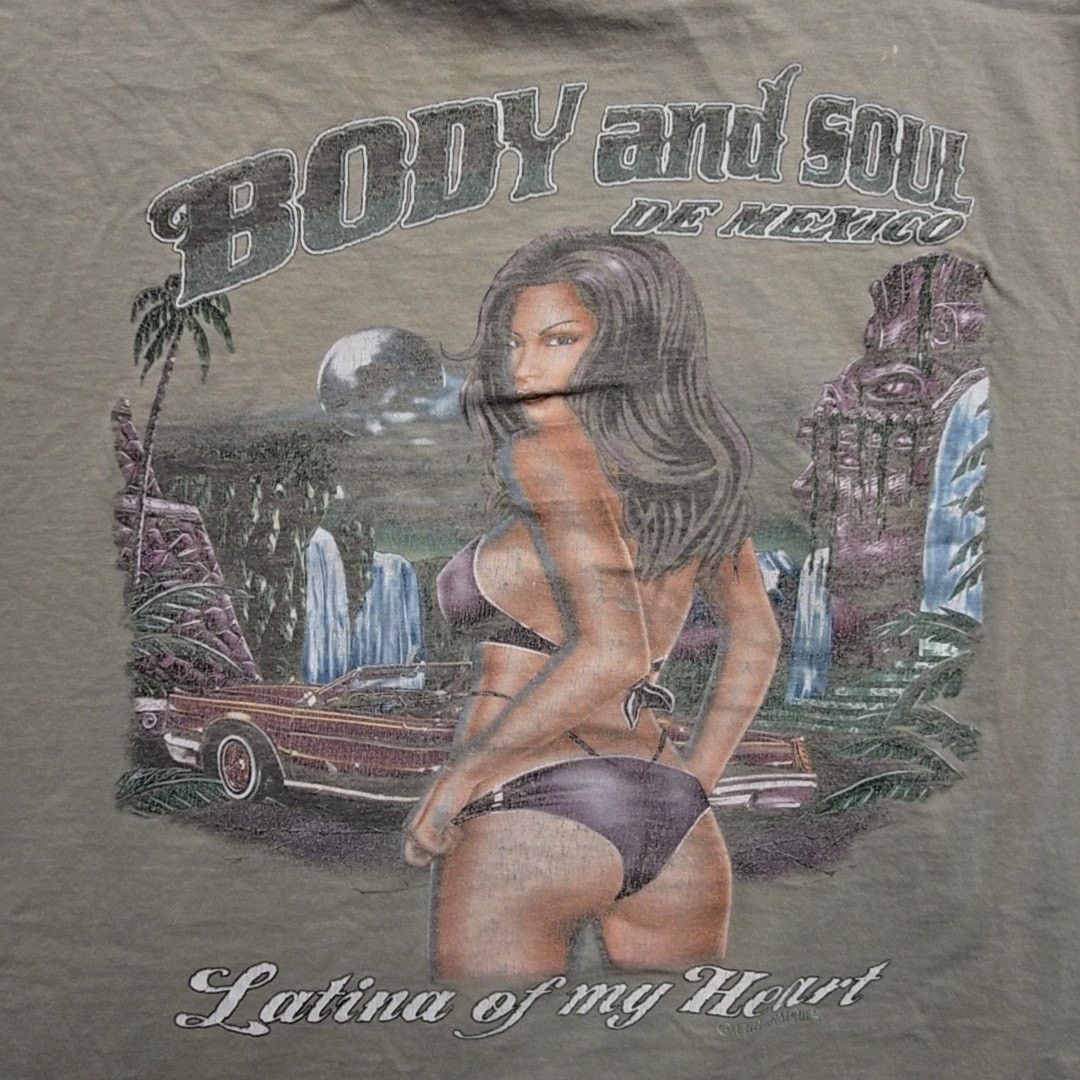 Hanes Vintage Body and Soul Tee Latina Babe Green 2XL Shirt 90s Size US XXL / EU 58 / 5 - 2 Thumbnail