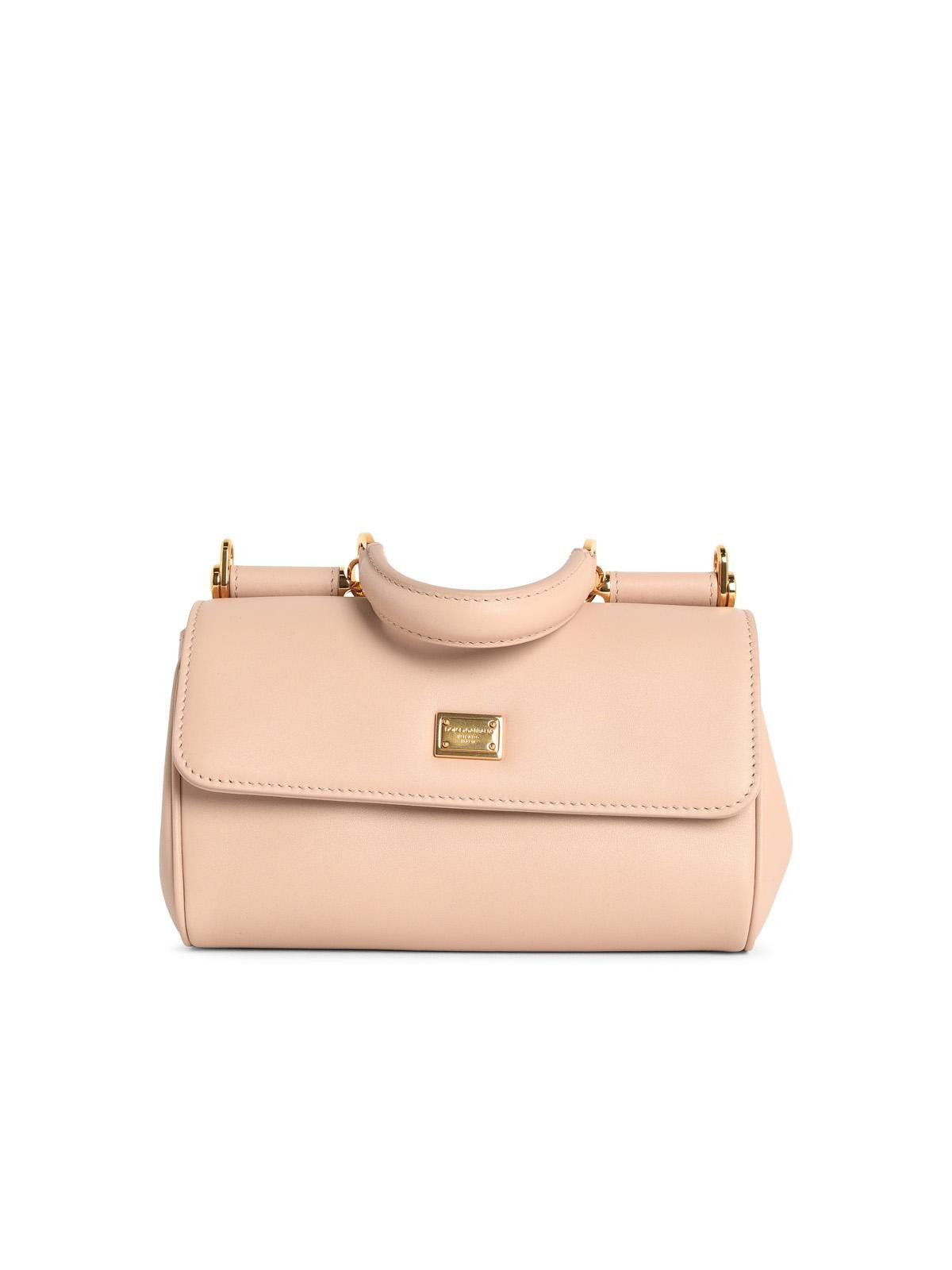 Dolce & Gabbana DOLCE & GABBANA Small 'Sicily' Leather Handbag Nude Size ONE SIZE - 1 Thumbnail