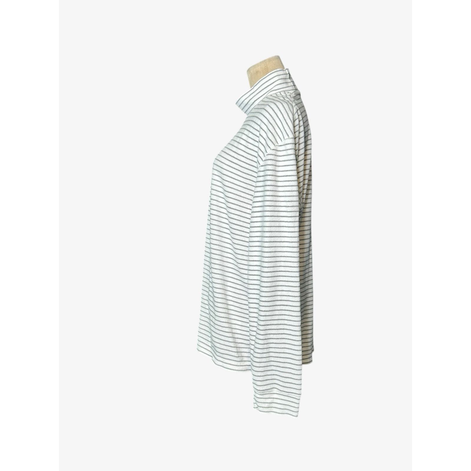 Uniqlo Uniqlo white gray stripes long sleeves fleece t shirt size L Size L / US 10 / IT 46 - 6 Thumbnail