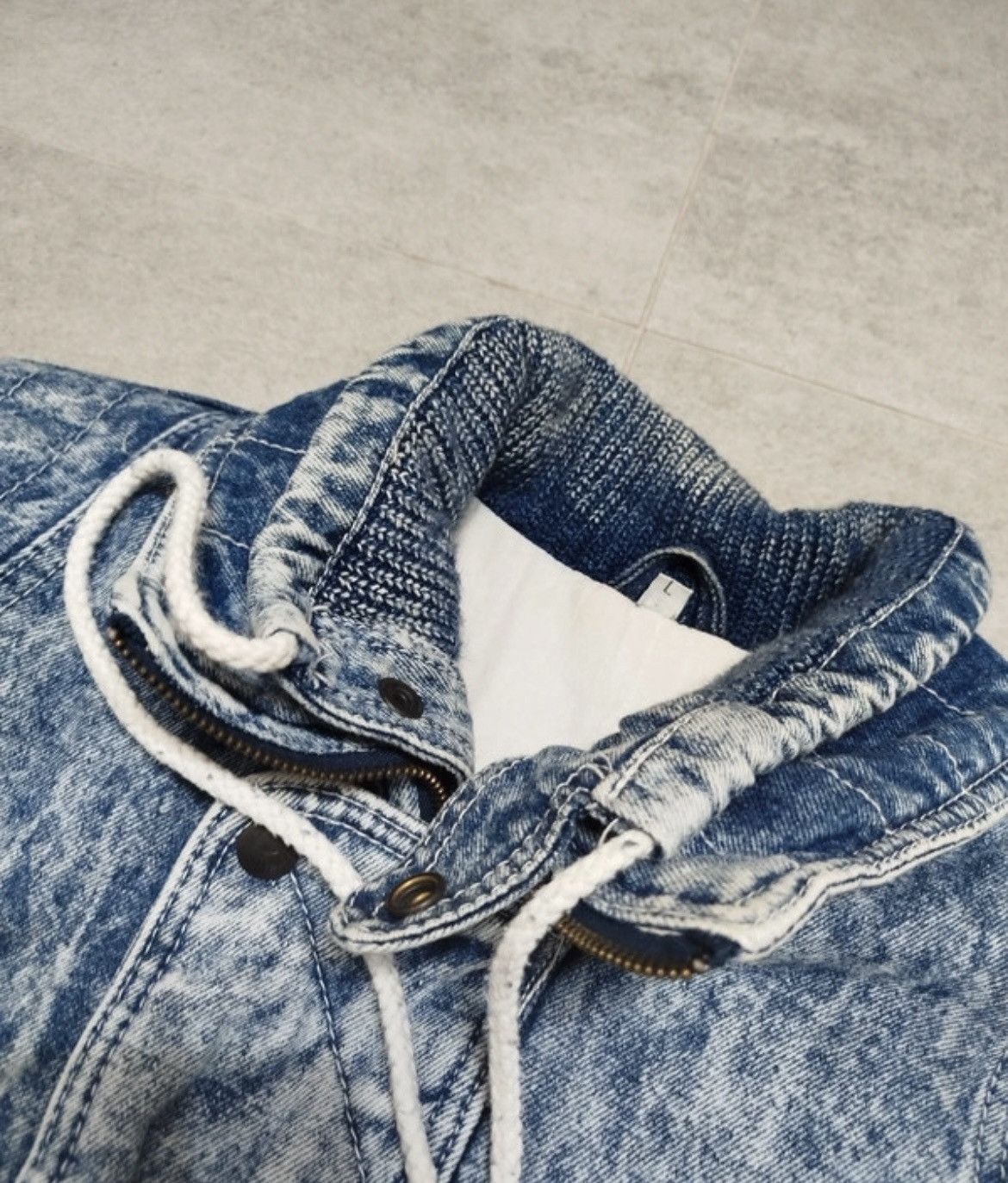 Designer × Vintage 90s vintage Faded denim Oversized box cut Bomber jacket Size US XL / EU 56 / 4 - 5 Thumbnail