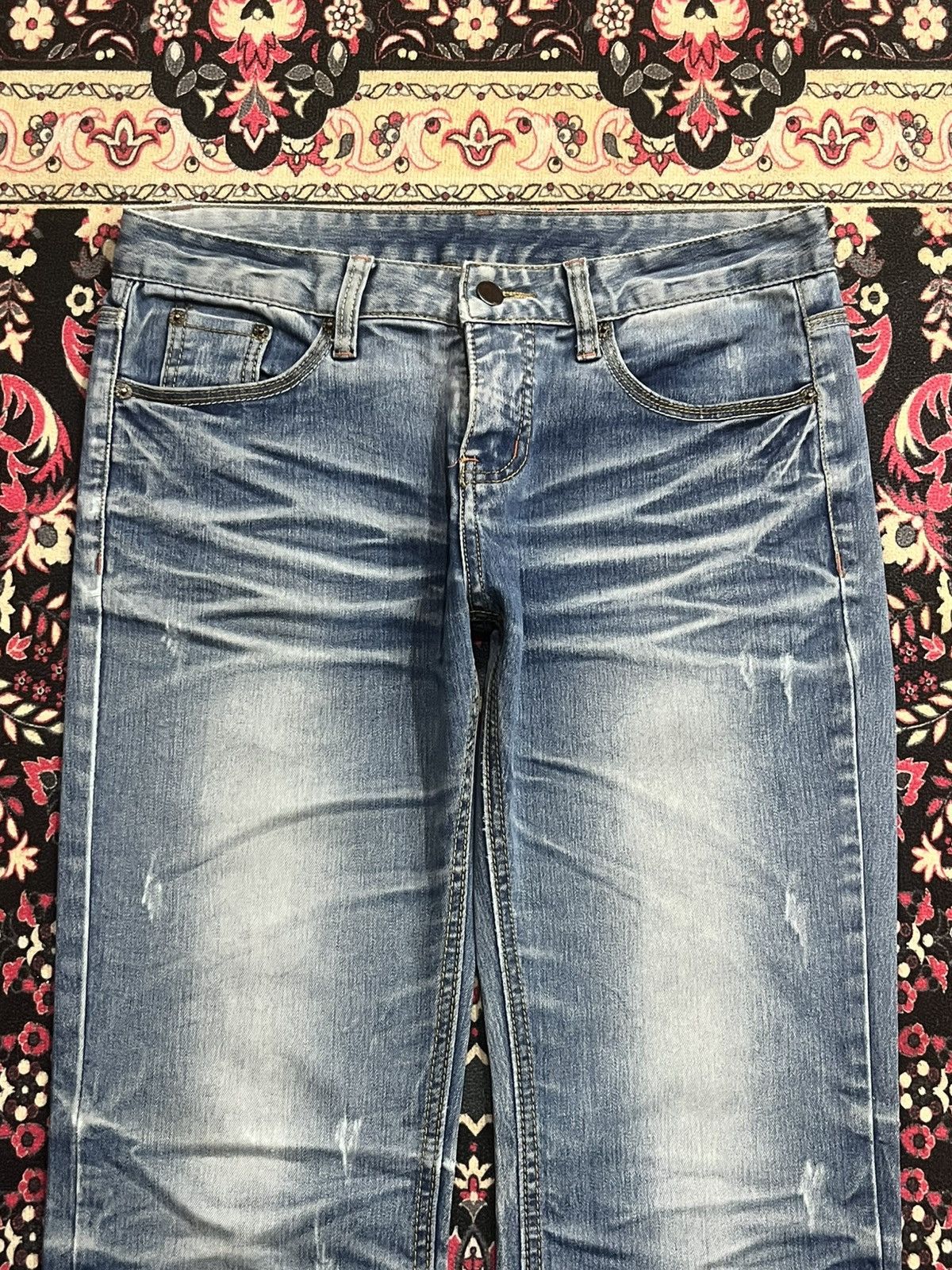 Tornado Mart ⚡️Flare⚡️Vintage Japanese Brand Ruby Denim Whisker Blue Jeans Size US 32 / EU 48 - 4 Thumbnail