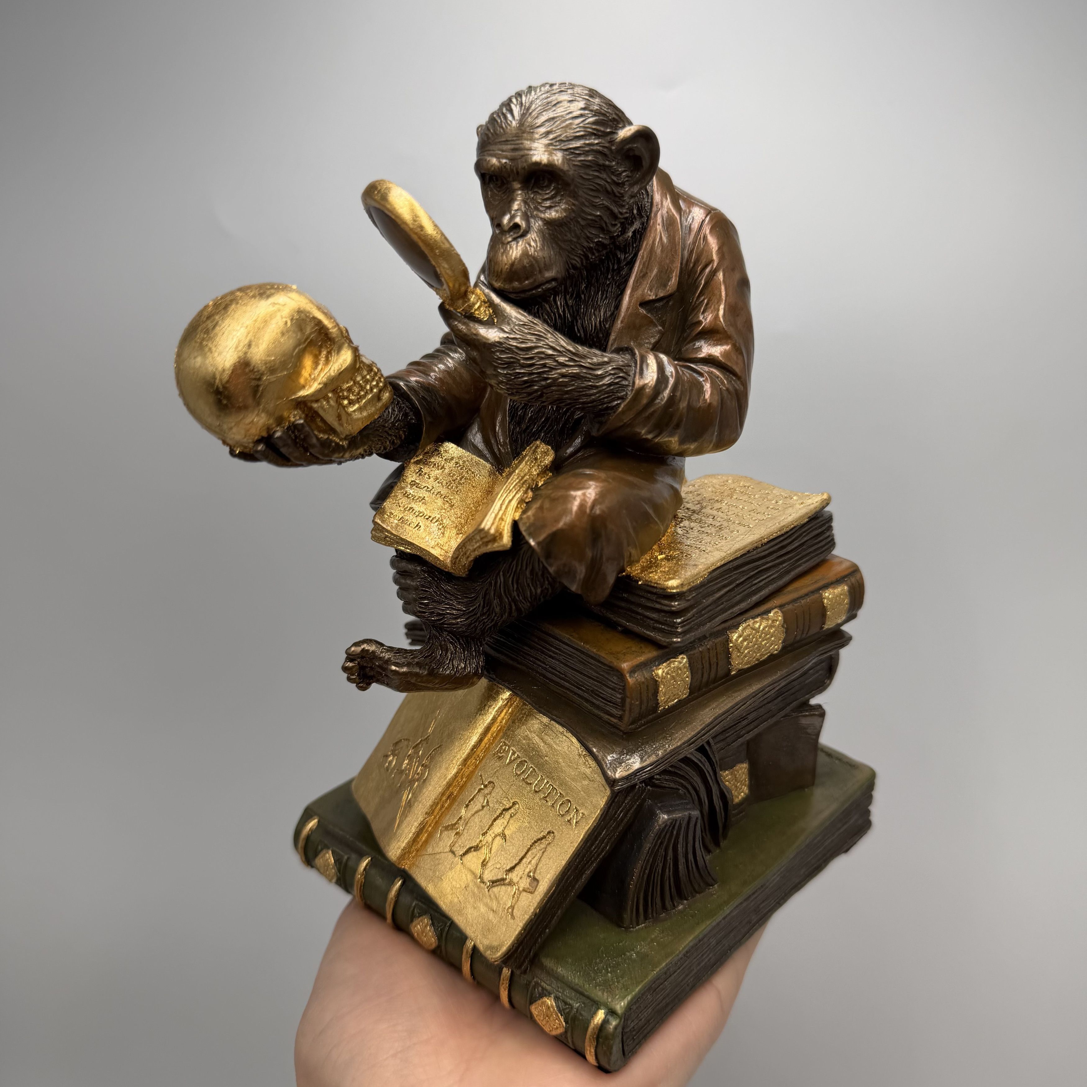 Other Monkey Trinket Box on Books Bronze Polystone Statue Size ONE SIZE - 1 Thumbnail