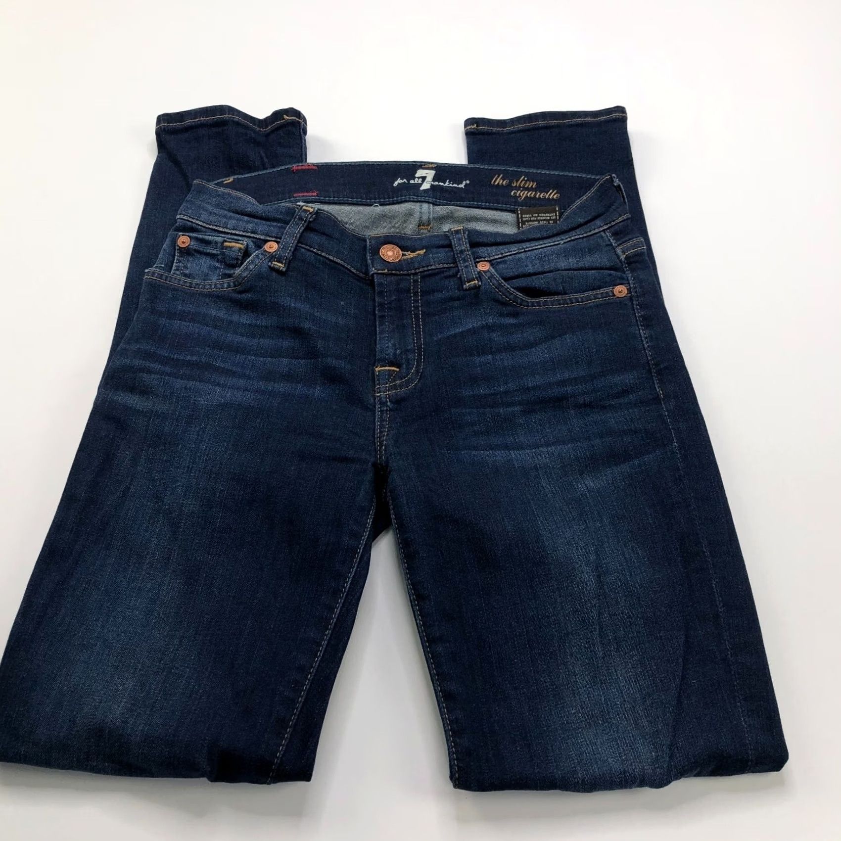 7 For All Mankind 7 For All Mankind The Slim Cigarette Jeans Low Rise Denim 7 For All Mankind Blue 25 27W 29L Womens Jeans Slimming 5-Pocket Size 42" / US 20 - 2 Thumbnail