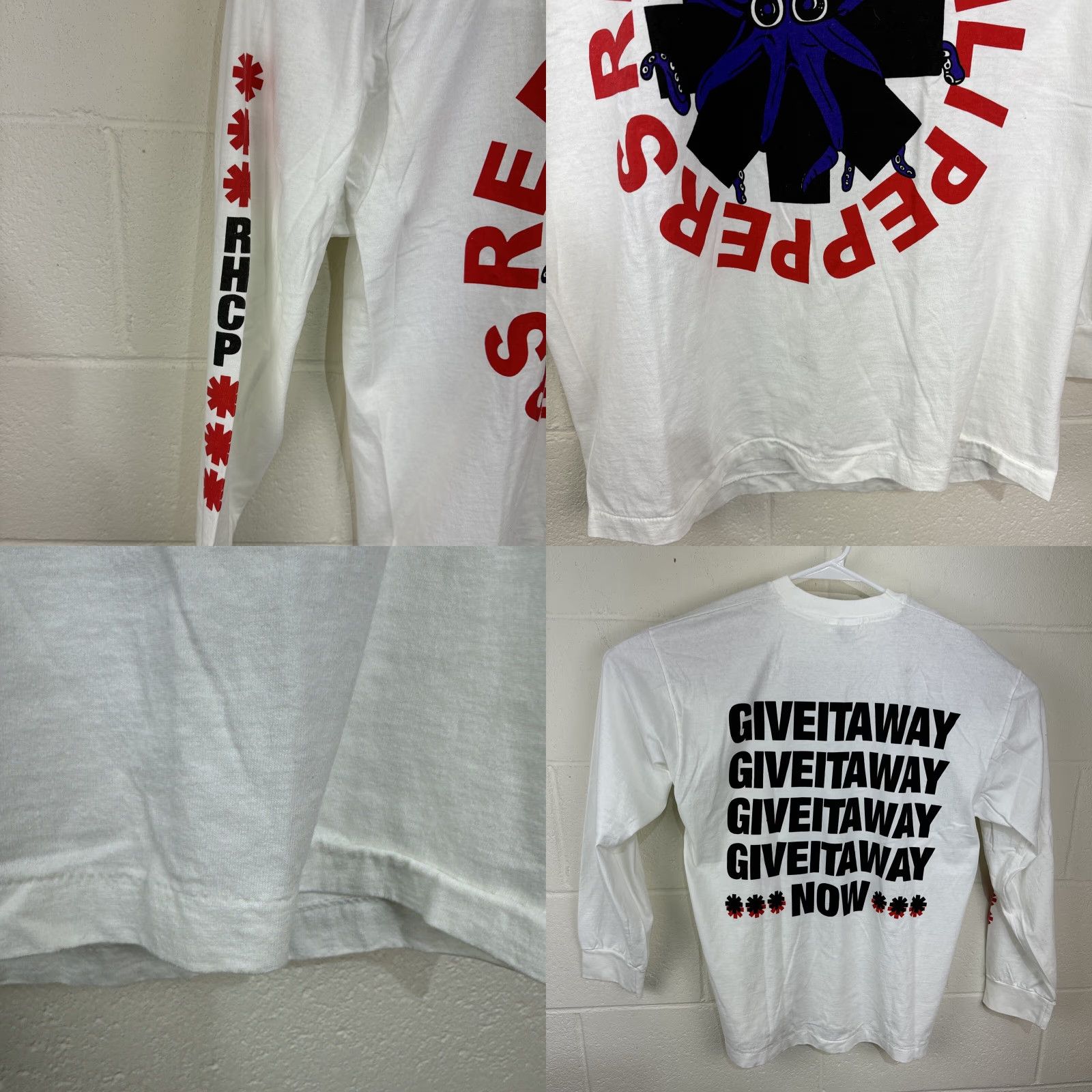 Vintage RED HOT CHILI PEPPERS Graphic Print Long Sleeve Shirt Adult Large White 90s Rock Mens Size US L / EU 52-54 / 3 - 8 Thumbnail