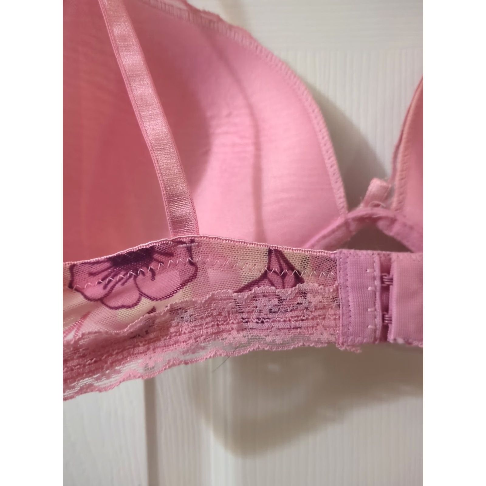 Vintage VINTAGE Starlett Pink Floral Bra 34B Lightly Padded Lace Women's Size ONE SIZE - 7 Thumbnail