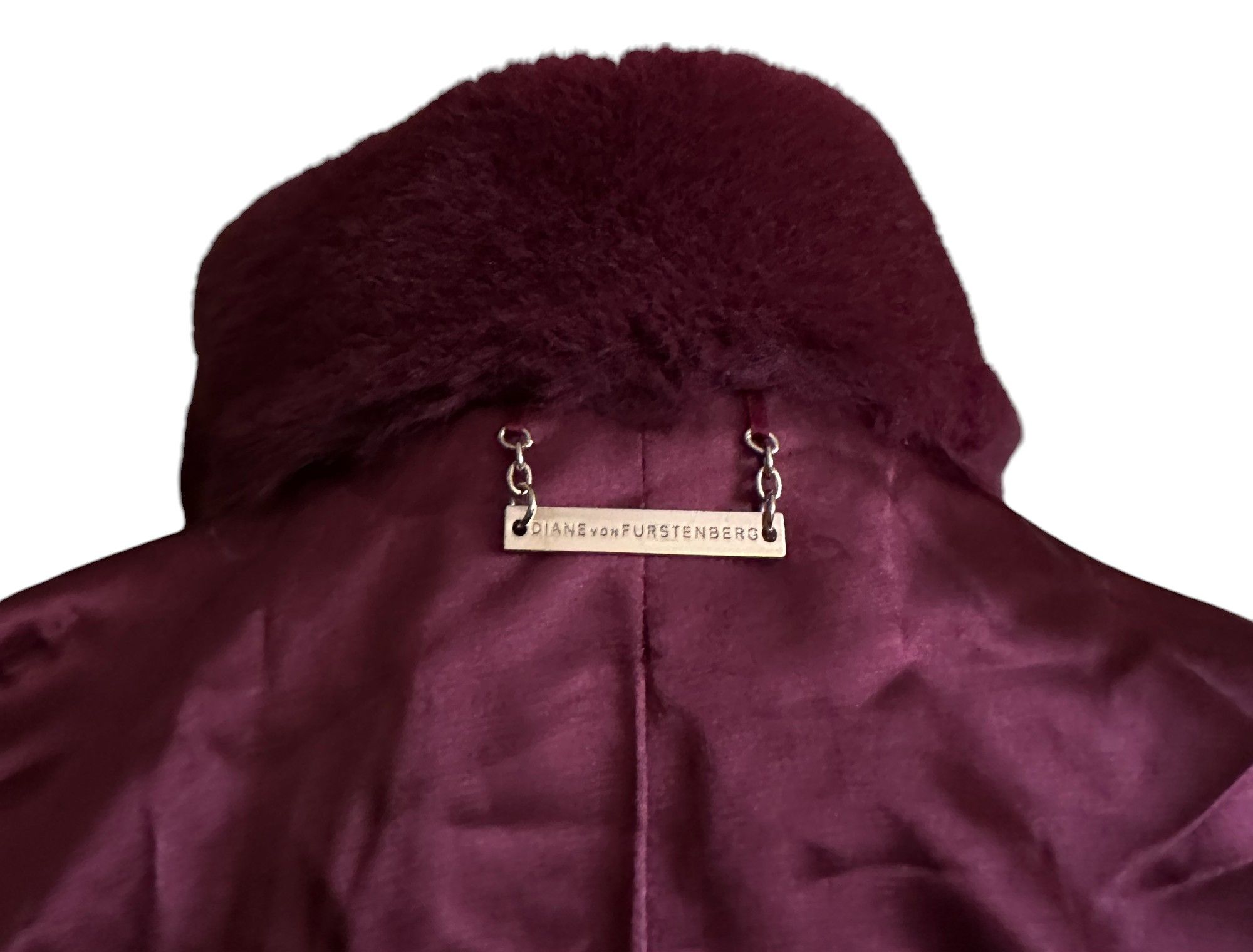 Diane von Furstenberg Faux Fur Short Coat in Burgundy Size S / US 4 / IT 40 - 5 Thumbnail