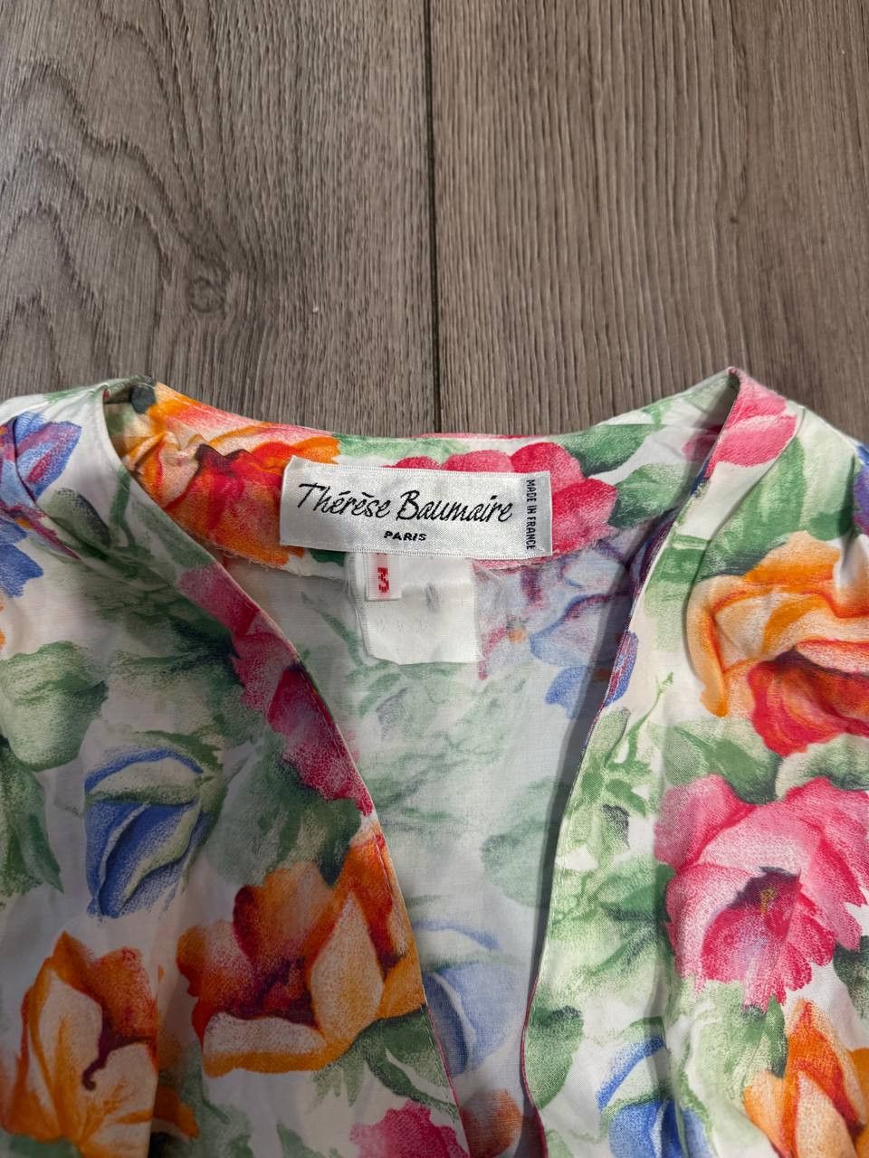 Other Vintage Therese Baumarie Paris Womens Blouse Size 3 Floral Size XS / US 0-2 / IT 36-38 - 3 Thumbnail