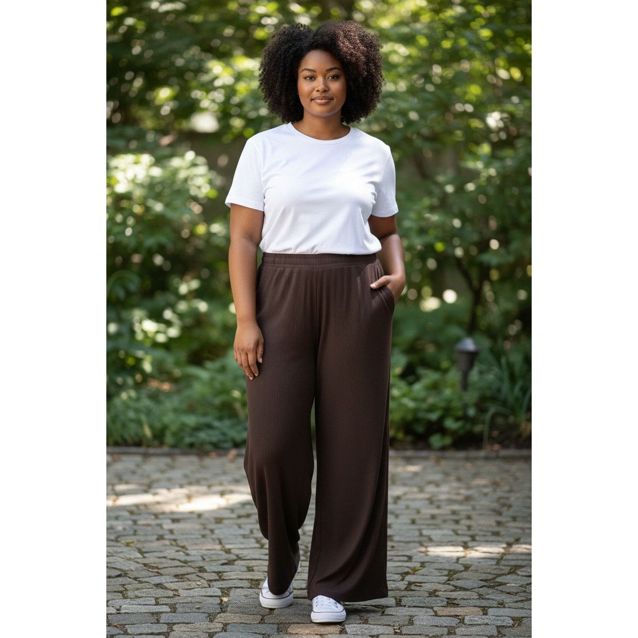 The Unbranded Brand Auden Brown Cozy Ribbed Wide Leg Pant Sleepwear Sz XXL Size 34" / US 12 / IT 48 - 2 Thumbnail