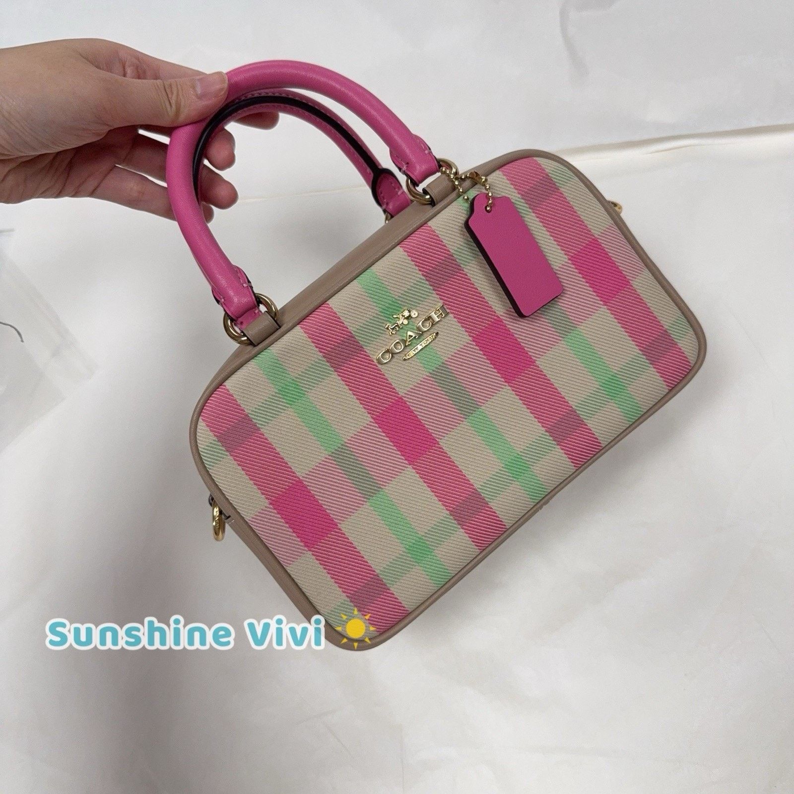 Coach NWT Bundle COACH Satchel Plaid Pink CBI90 & CBL88 ID Case Size ONE SIZE - 12 Thumbnail