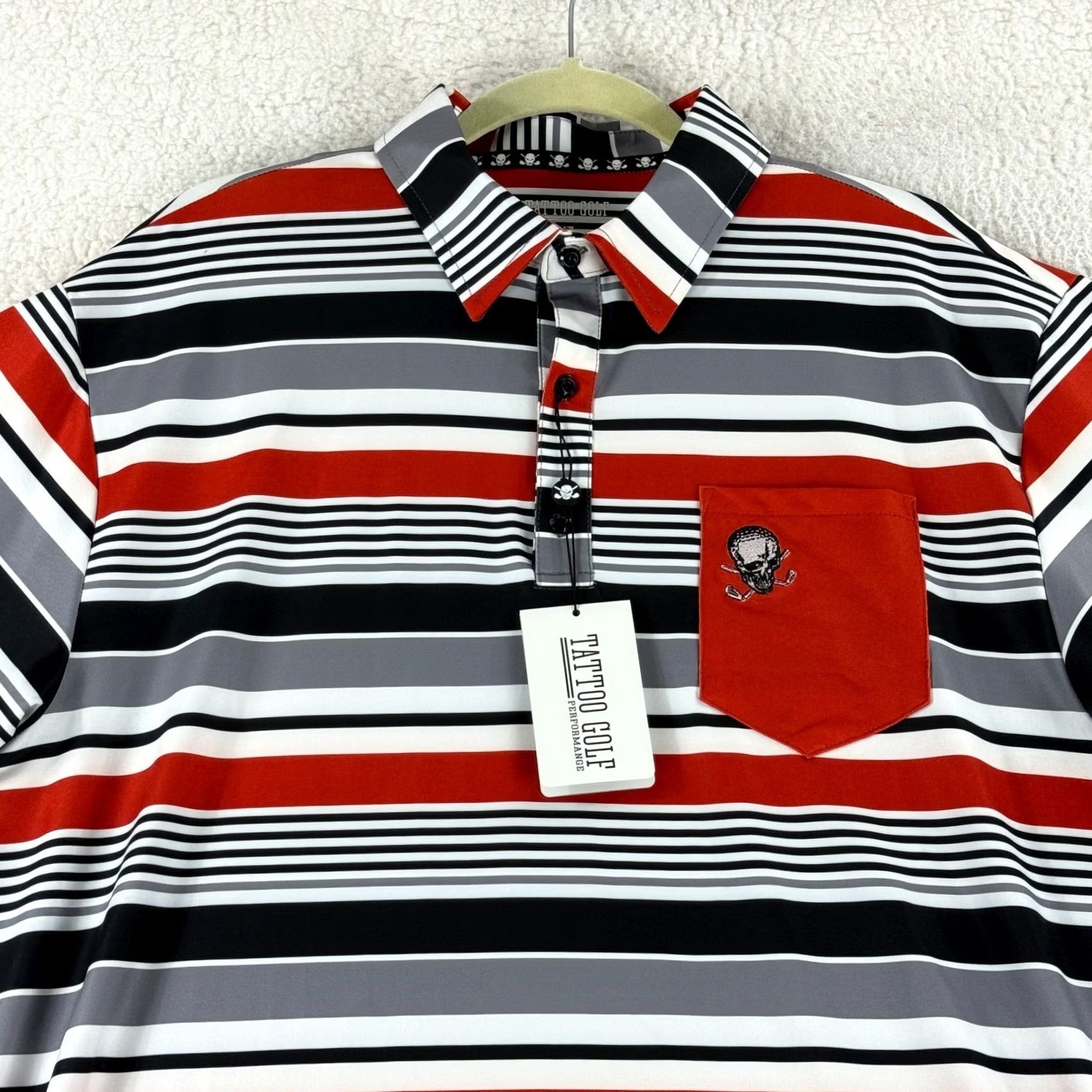 Vintage Tattoo Golf Mens XL Polo Shirt Red Black Stripe ProCool Performance Golf Shirt Size US XL / EU 56 / 4 - 2 Thumbnail