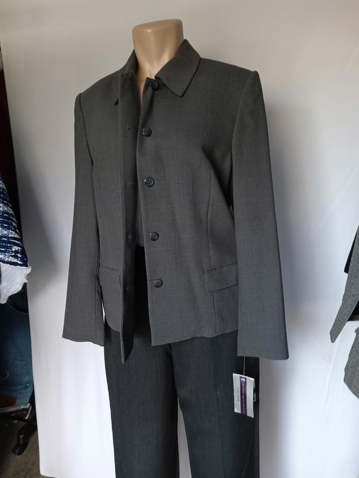 Designer Amanda Smith Petites Gray Blazer - Pure Wool Size L / US 10 / IT 46 - 2 Thumbnail