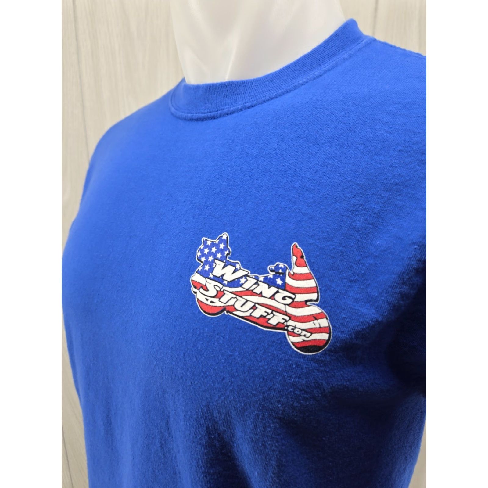 Gildan Gildan Ultra Cotton Wing Stuff Biker Long sleeve Tee Blue Size M USA Flame Sleeves T‑Shirt Men Regular Fit Adults Mens Size US M / EU 48-50 / 2 - 7 Thumbnail