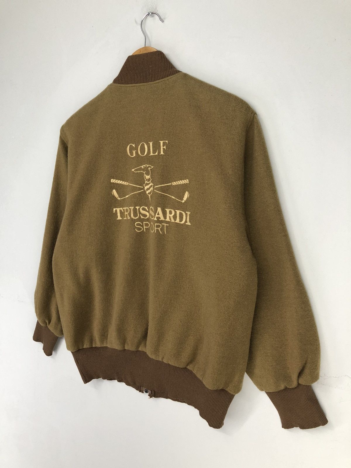Trussardi Vintage Trussardi Sport Golf Distressed Wool Bomber Jacket Size US M / EU 48-50 / 2 - 7 Thumbnail