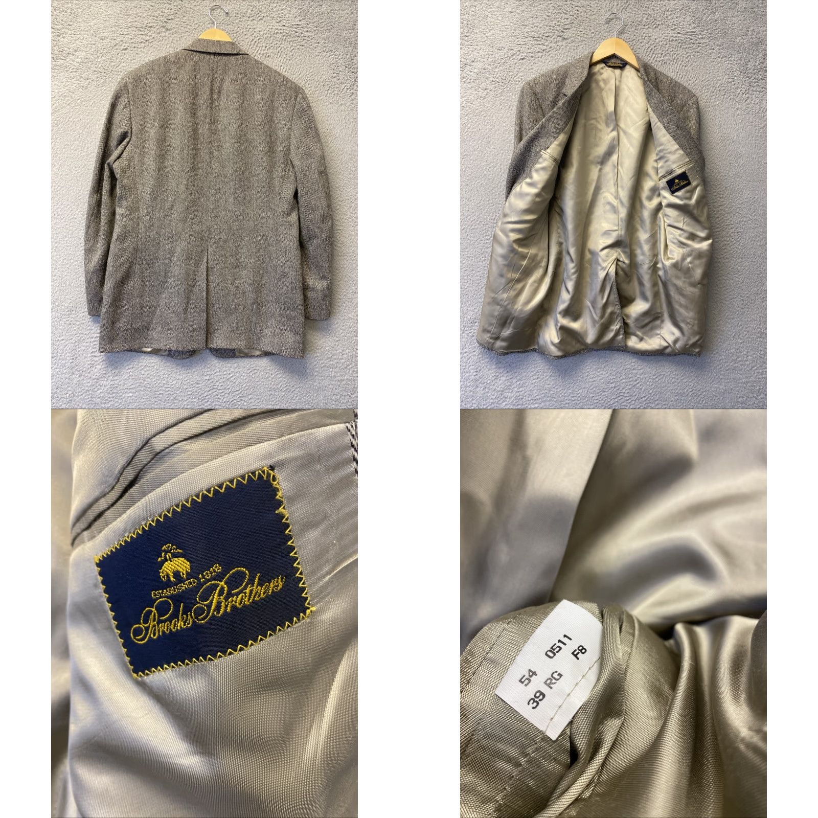 Brooks Brothers VTG Brooks Brothers Blazer Jacket Wool Herringbone Men's 39R Gray USA Vintage Classic Preppy 39 Chest Mens Size 40R - 8 Thumbnail